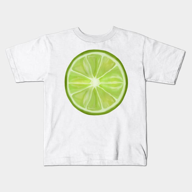 Green Lime Citrus Circle Slice Kids T-Shirt by Art by Deborah Camp